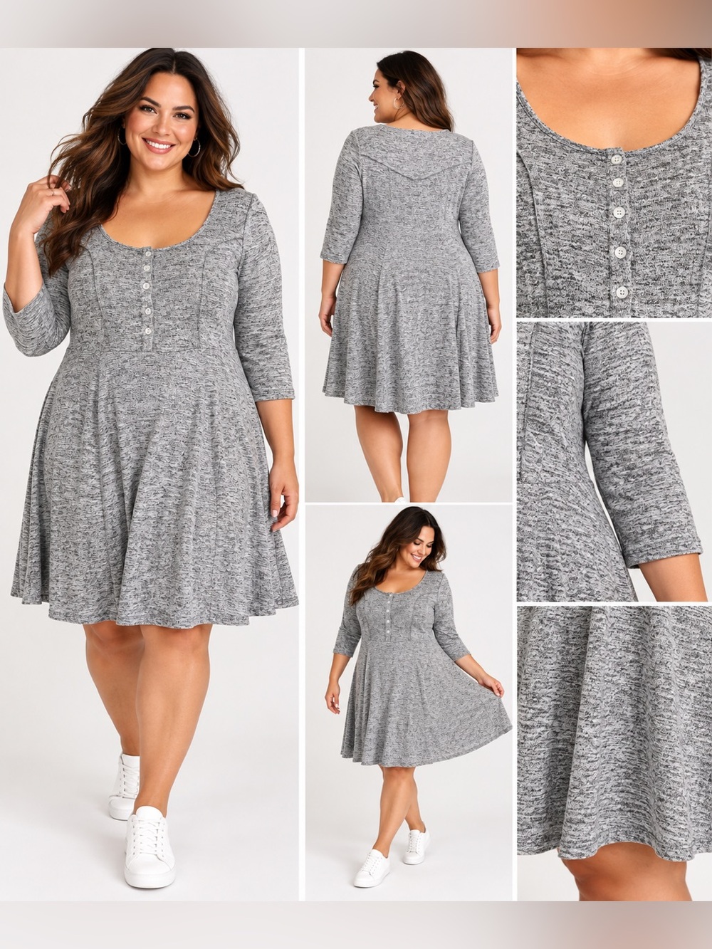Torrid Size 1 Gray Marled Knit Fit & Flare Dress size 14/16